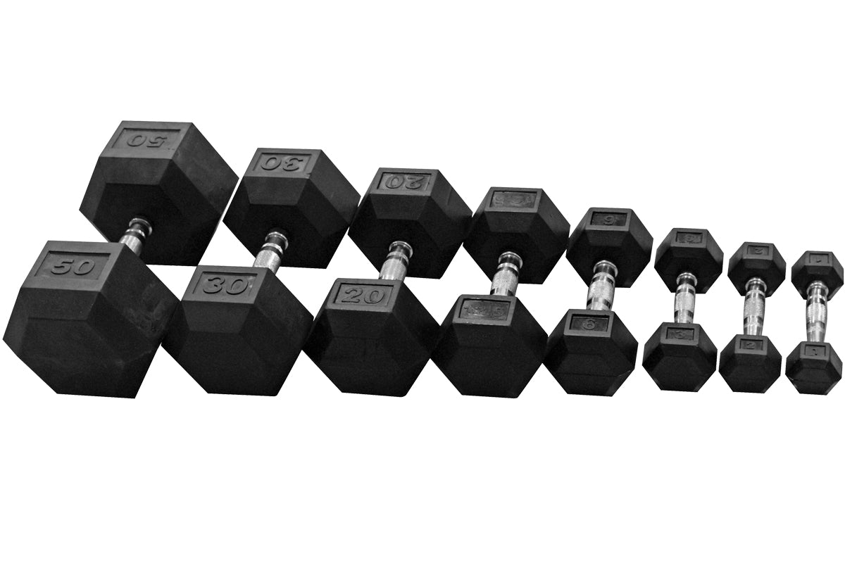 Progression Fitness Rubber Hex Dumbells