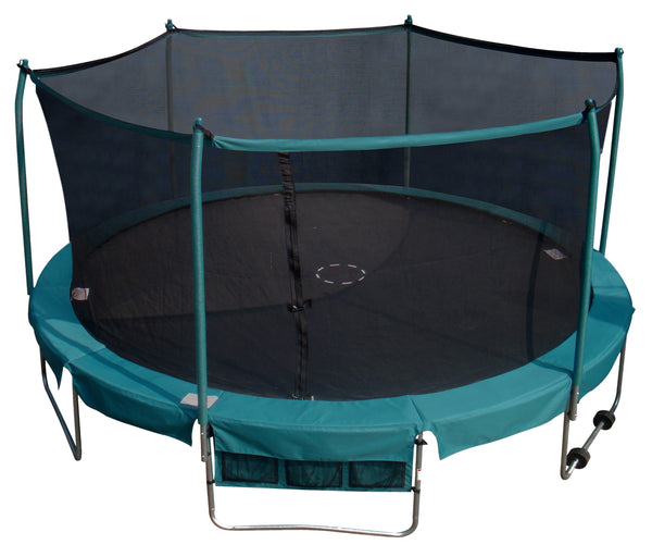 Trainor Sports 15'  Round Trampoline Deluxe and Enclosure Combo with Shoe bag and Transport Wheels