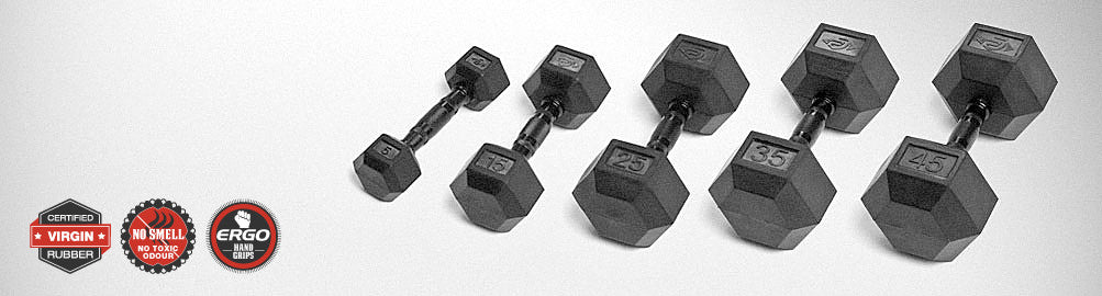 Element Fitness Virgin Rubber Hex Dumbbells